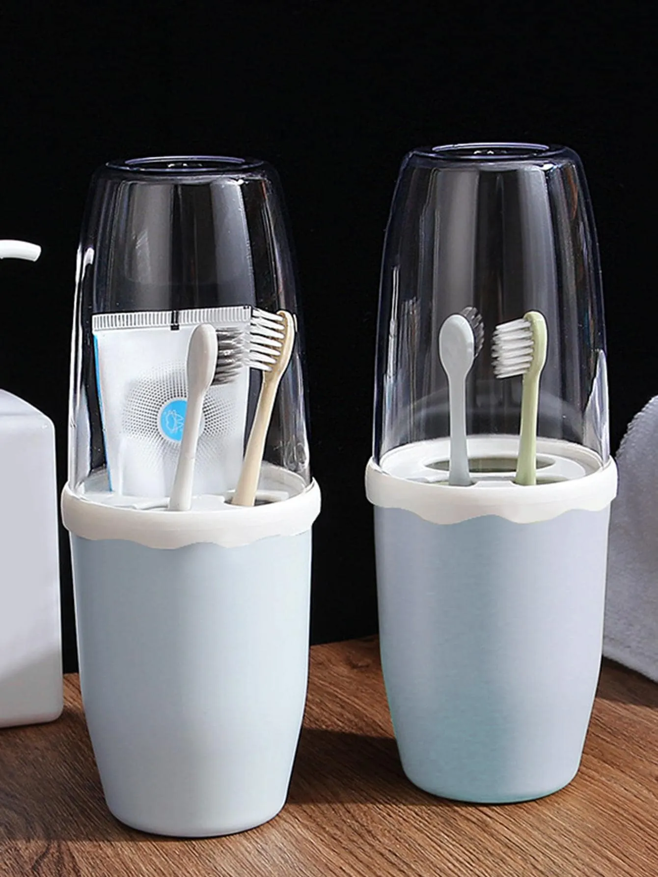 1pc Portable Toothbrush Box, Nordic Clear Design PP Portable Toothbrush Carrying Box For Outdoor