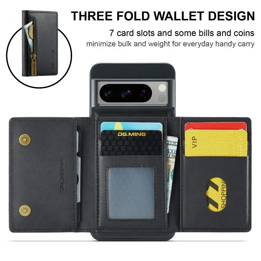 2 In 1 Detachable Magnetic Leather Zipper Wallet Case With Card Slot For Googe Pixel 8