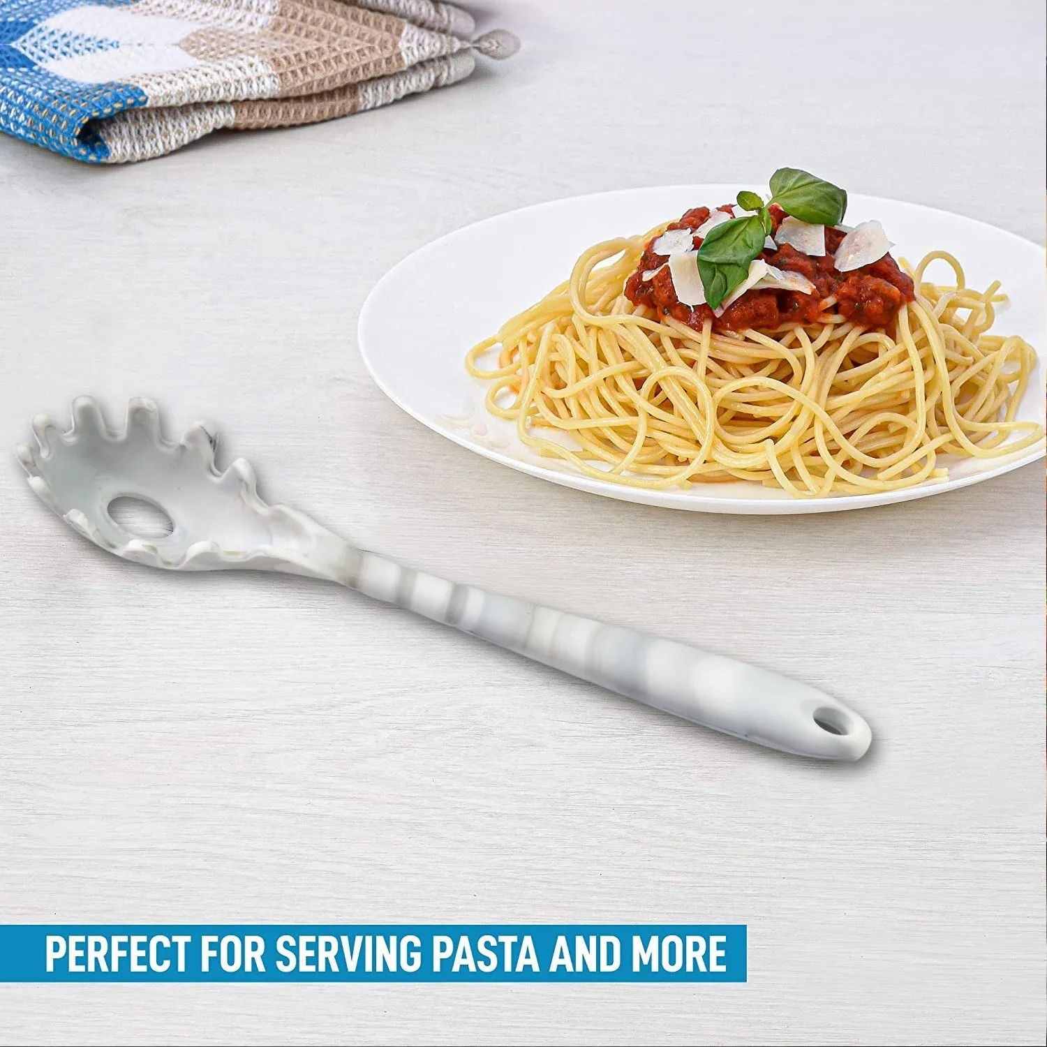 2995 Silicone Pasta Fork Stainless Steel Spaghetti Server | Pasta Server.