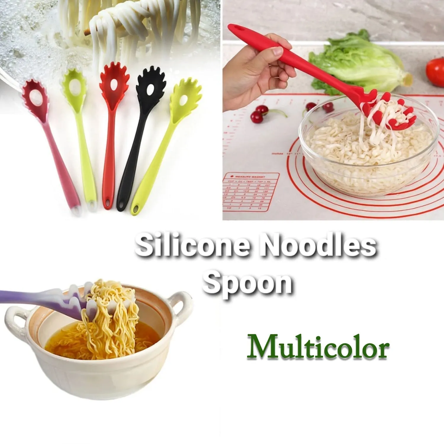 2995 Silicone Pasta Fork Stainless Steel Spaghetti Server | Pasta Server.