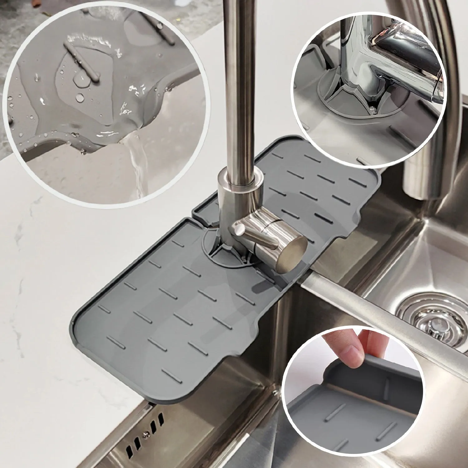 4914 Silicone Sink Faucet Pad, Drip Protector Splash Countertop, Rubber Drying Mat, Sink Splash Guard for Kitchen Bathroom Bar.