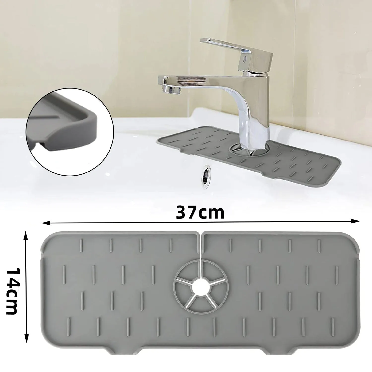 4914 Silicone Sink Faucet Pad, Drip Protector Splash Countertop, Rubber Drying Mat, Sink Splash Guard for Kitchen Bathroom Bar.