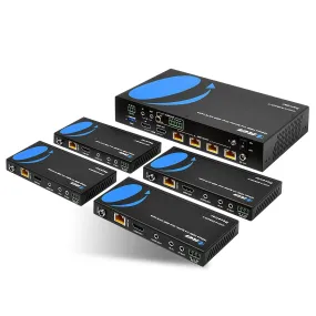 4K 1x4 HDMI Extender Splitter over CAT 6 up to 400 feet with PoC, Bi-directional IR control, EDID management (UHD14-EXB400-K)