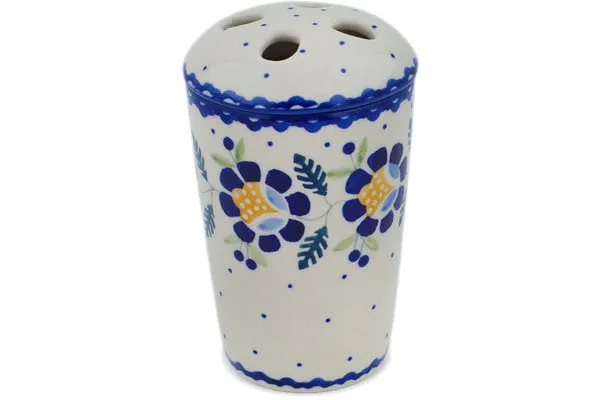 5" Toothbrush Holder - Orange And Blue Flower