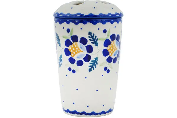 5" Toothbrush Holder - Orange And Blue Flower