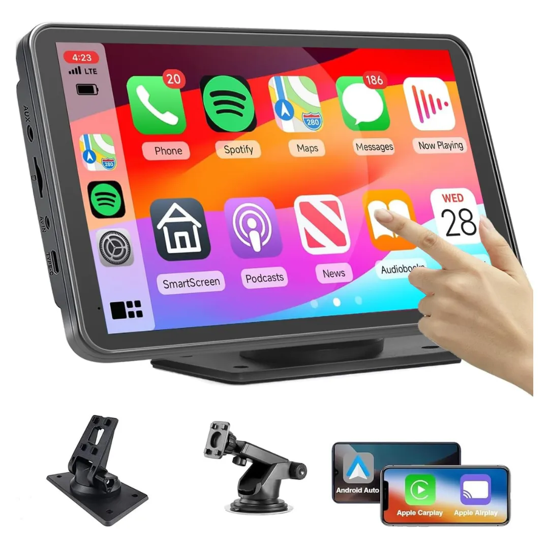 7" Portable Touch Screen Car Stereo W/ Wireless Carplay & Android Auto