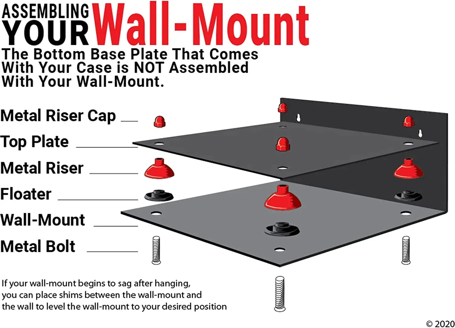 Acrylic Baseball Cap Display Case - Mirror Wall Mounts (V21/A006)