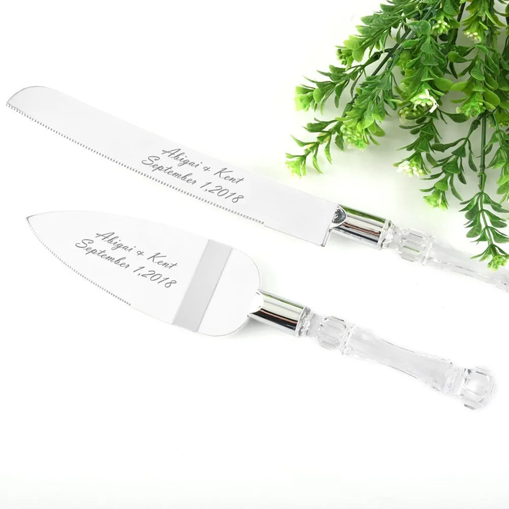 Acrylic-Personalized Wedding Cake Server Set