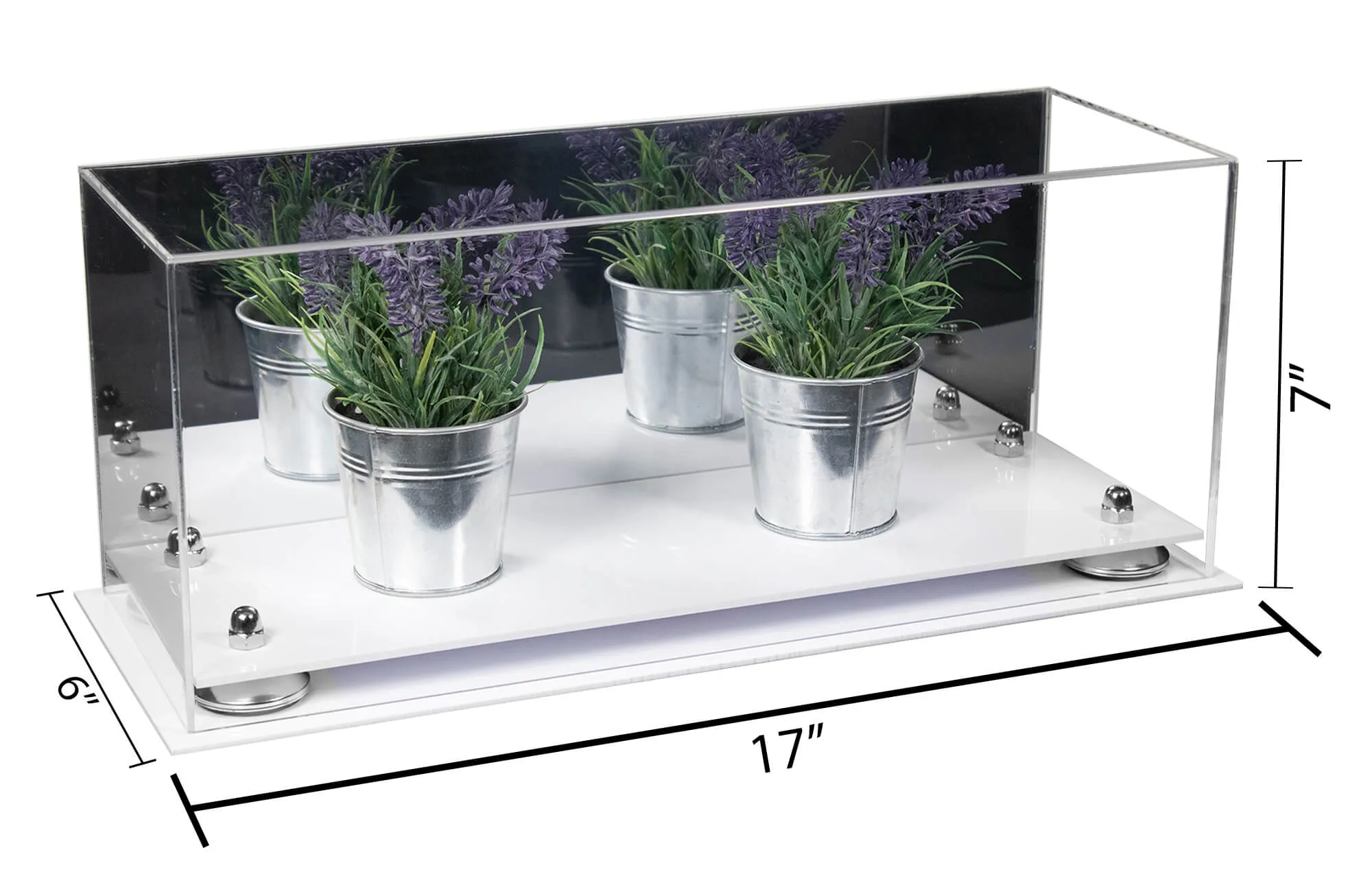 Acrylic Versatile Display Case  17 X 6 X 7 Mirror No Wall Mounts (V46/A019)