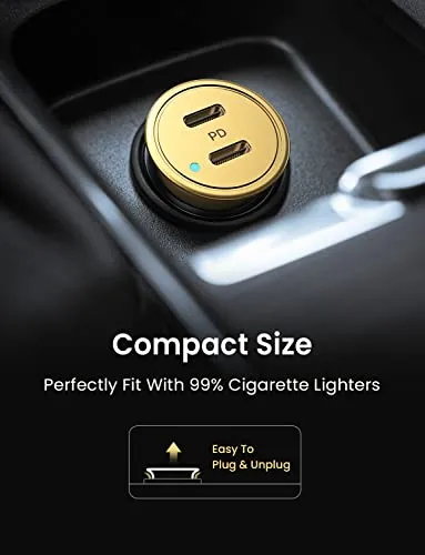 AINOPE Super Fast USB C Car Charger, 56W for iPhone 16 Car Charger Adapter Fast Charging Simultaneously, Smallest All Metal 12V Car Charger USB C Fit for iPhone 16 Pro Max, Galaxy S24, 2024 iPad Pro