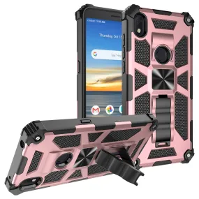 Alcatel Lumos Case/AT&T Alcatel Axel Case [Military Grade] Ring Car Mount Kickstand Hybrid Hard PC Soft TPU Shockproof Protective Case - Rose Gold