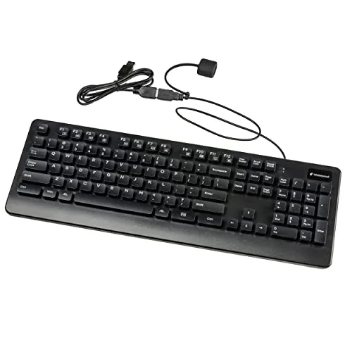 ALT Waterproof Membrane Keyboard & Mouse Black with Office Mouse Desk Pad, Clear Textured Desk Mat - USB Wired Computer Keyboard # 103108-103107