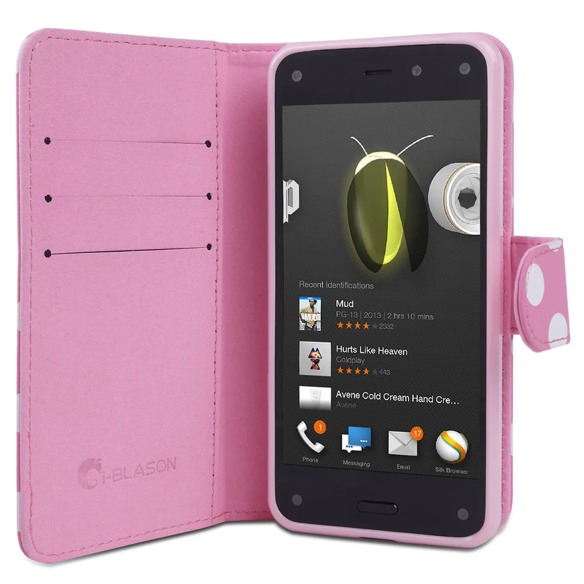 Amazon Fire Leather Book Case-White/Pink