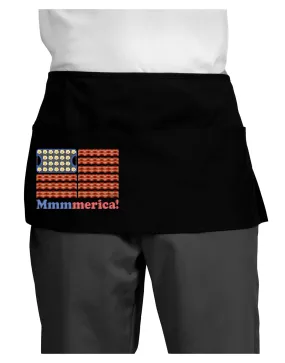 American Breakfast Flag - Bacon and Eggs - Mmmmerica Dark Adult Mini Waist Apron, Server Apron