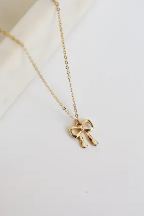 Andrea Gold Bow Charm Necklace