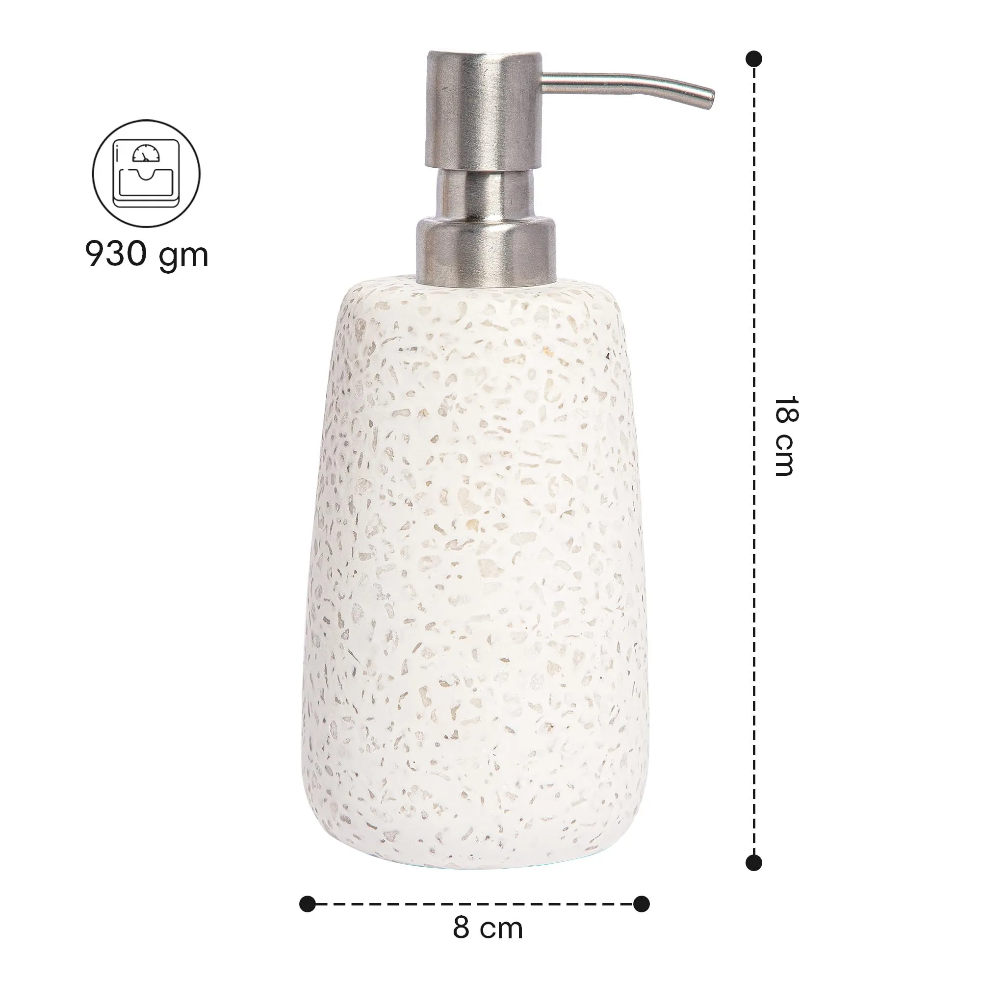 Anko Stoneware Liquid Soap Dispenser (500mL) & Toothbrush Holder Stand Set | Bathroom Organiser for Home, Office, Washroom | Bathroom Sanitizer, Lotion, Shampoo Dispenser | Bathroom Accessories, White