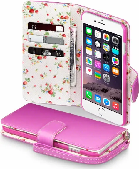 Apple iPhone 6 Plus / 6S Plus Wallet Case - Pink/Floral