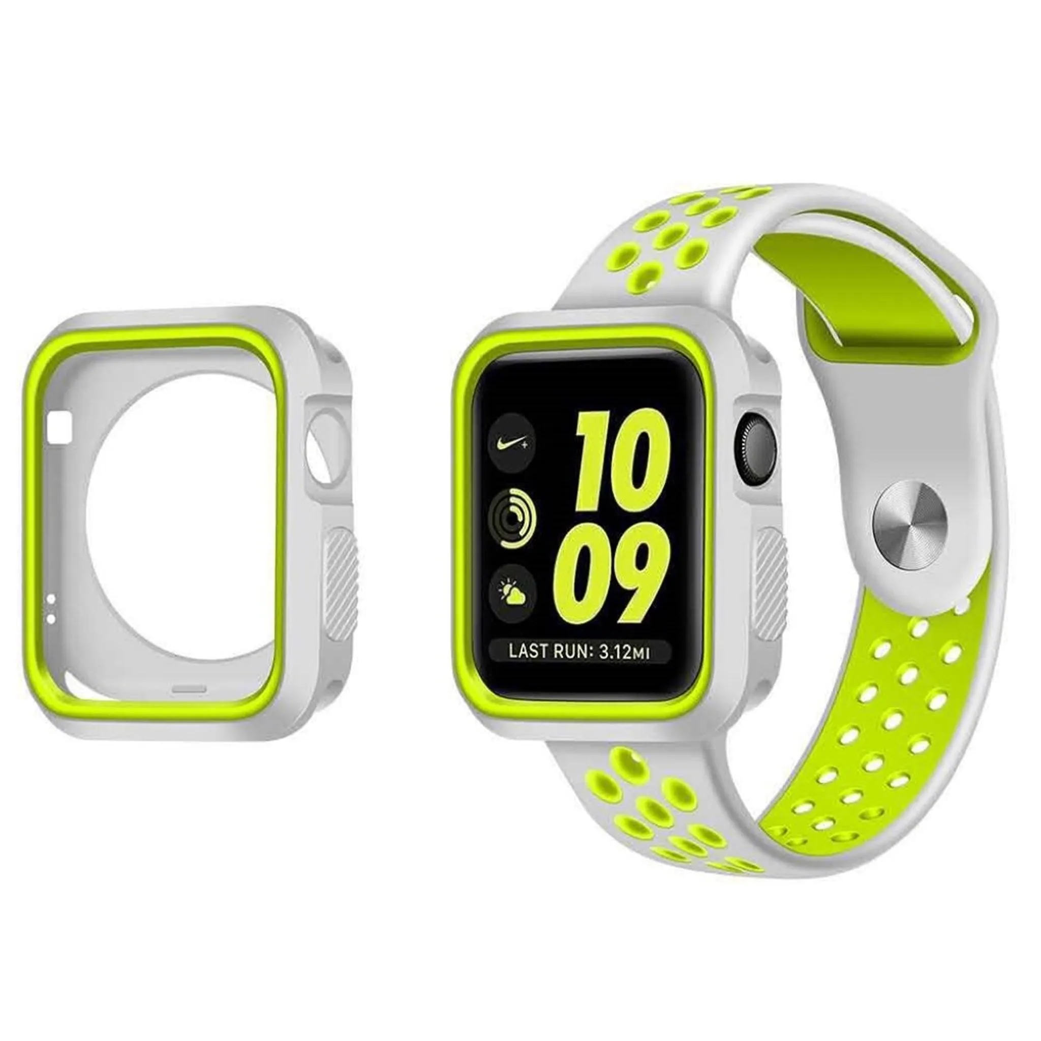 Apple Watch 38mm double color soft silicone case - White   Green