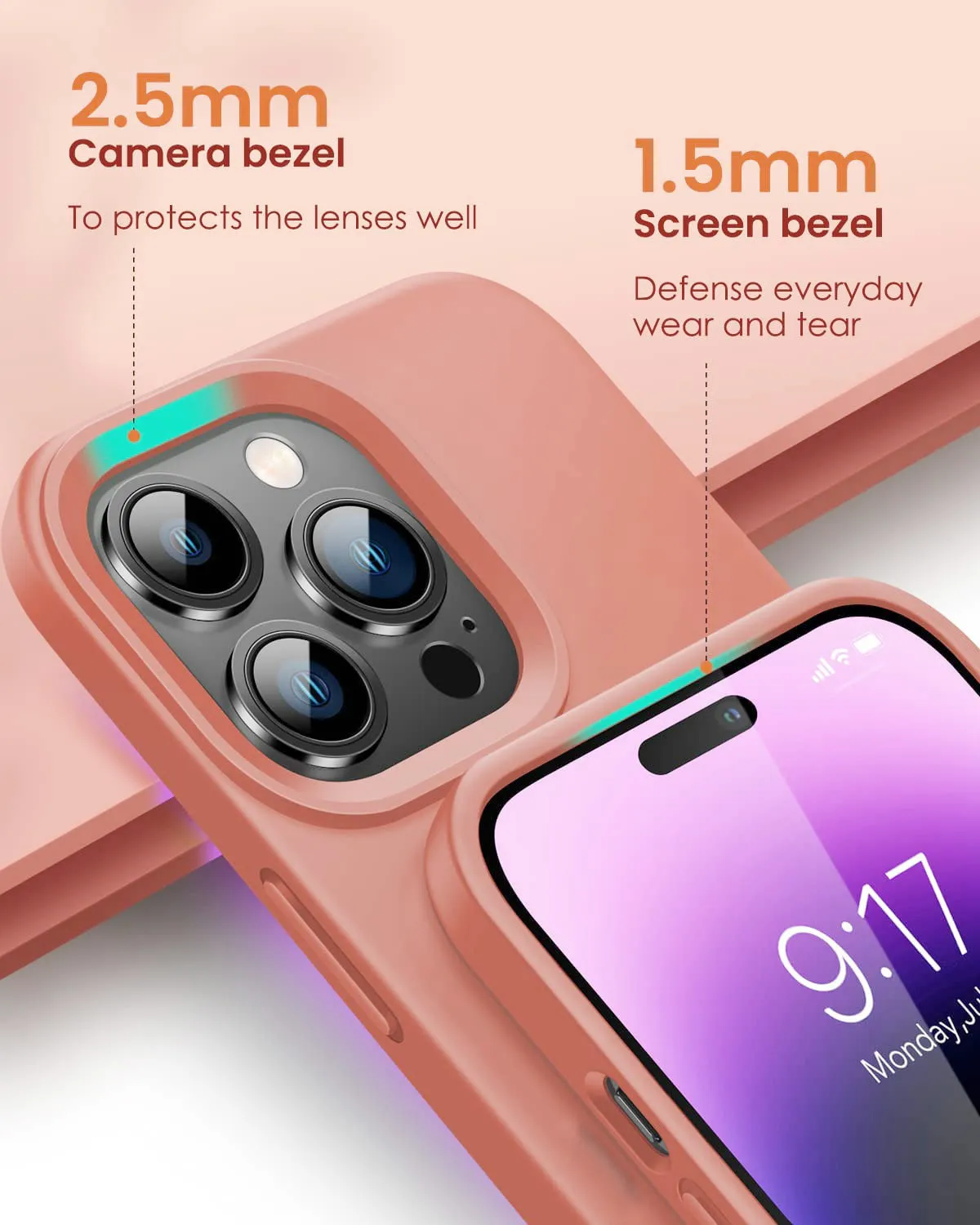 Armoured™ Liquid Silicone Slim Case Cover for Apple iPhone 14 Pro - Pink Sand