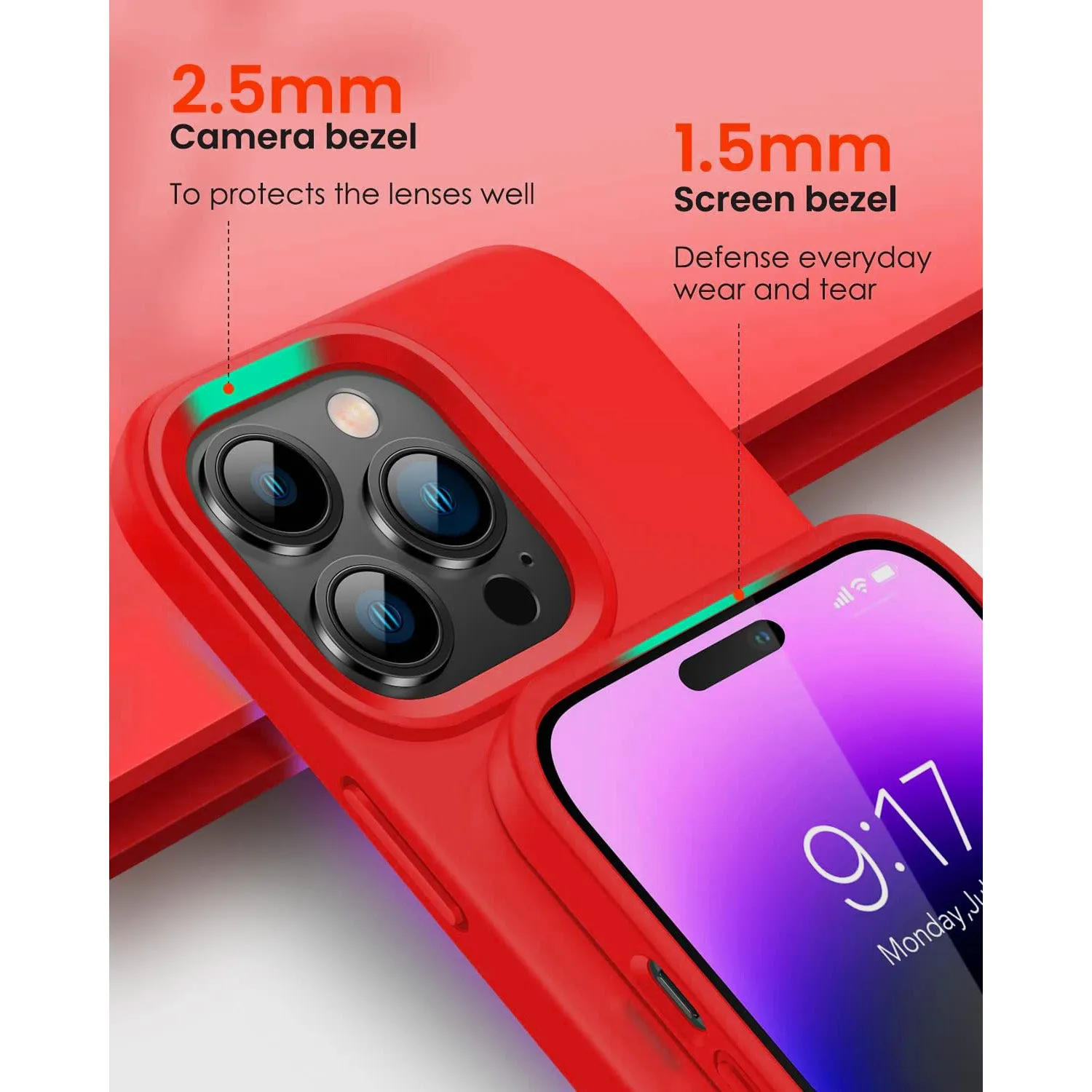 Armoured™ Liquid Silicone Slim Protective Case for Apple iPhone 14 Pro - Red