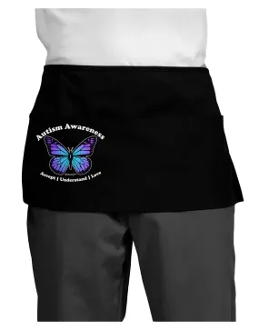 Autism Awareness - Puzzle Piece Butterfly Dark Adult Mini Waist Apron, Server Apron