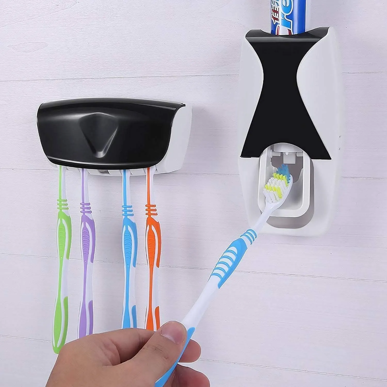 Automatic Toothpaste Dispenser, Press to Paste Toothpaste Squeezer and 5 Toothbrush Holder