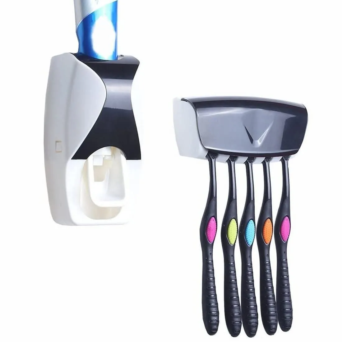 Automatic Toothpaste Dispenser, Press to Paste Toothpaste Squeezer and 5 Toothbrush Holder