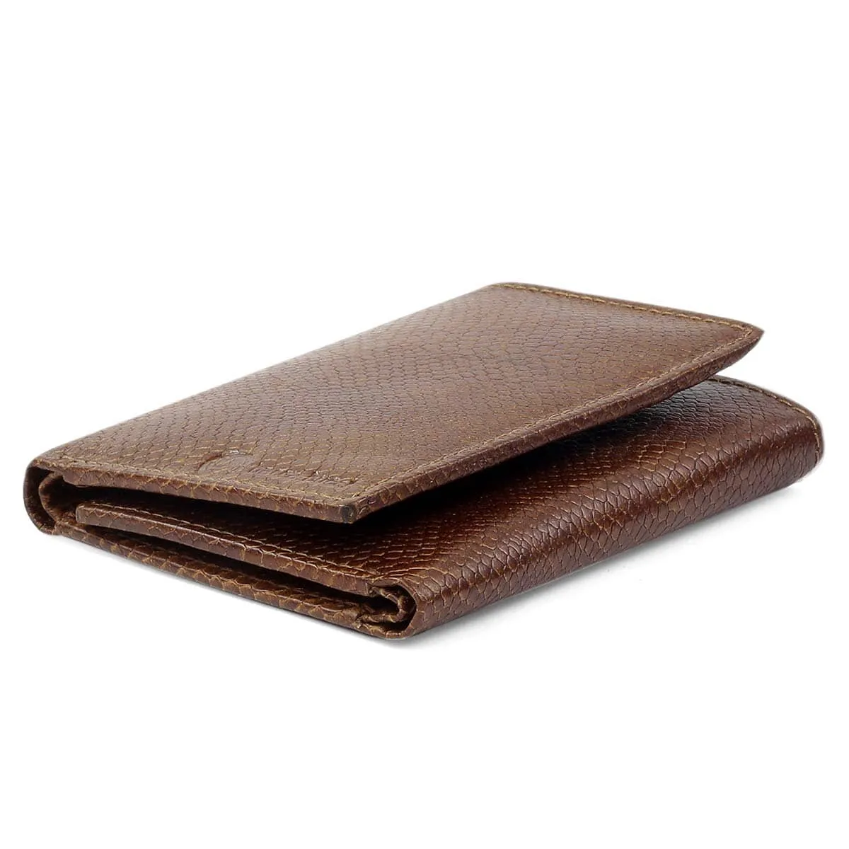 Bacca Bucci Leather Series RFID Blocking Tri-ifold Wallet For Men Soft Genuine Leather-Tan