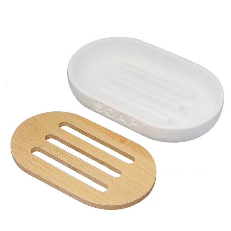 Bamboo Bathroom Set Bathroom Accessories Soap Dispenser Brush Holder Toothbrush Cup