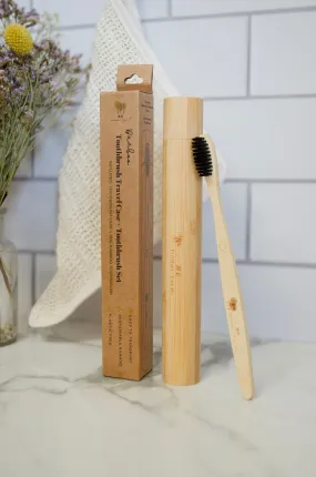 Bamboo Toothbrush Travel Case   Toothbrush Set