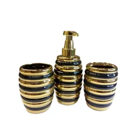 Bath Set Black & Gold 3pcs