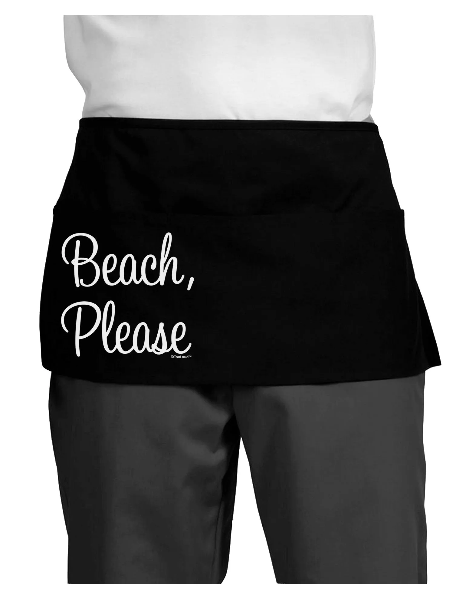 Beach Please Dark Adult Mini Waist Apron, Server Apron