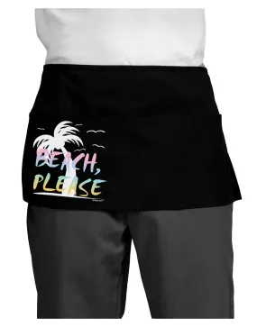 Beach Please - Summer Colors with Palm Trees Dark Adult Mini Waist Apron, Server Apron