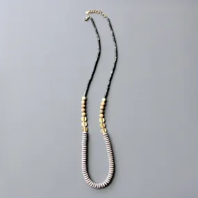 Black & Grey Long Beaded Necklace