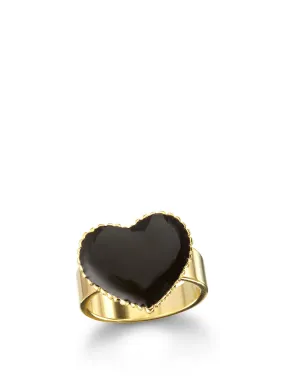 Black Enamel Heart Ring