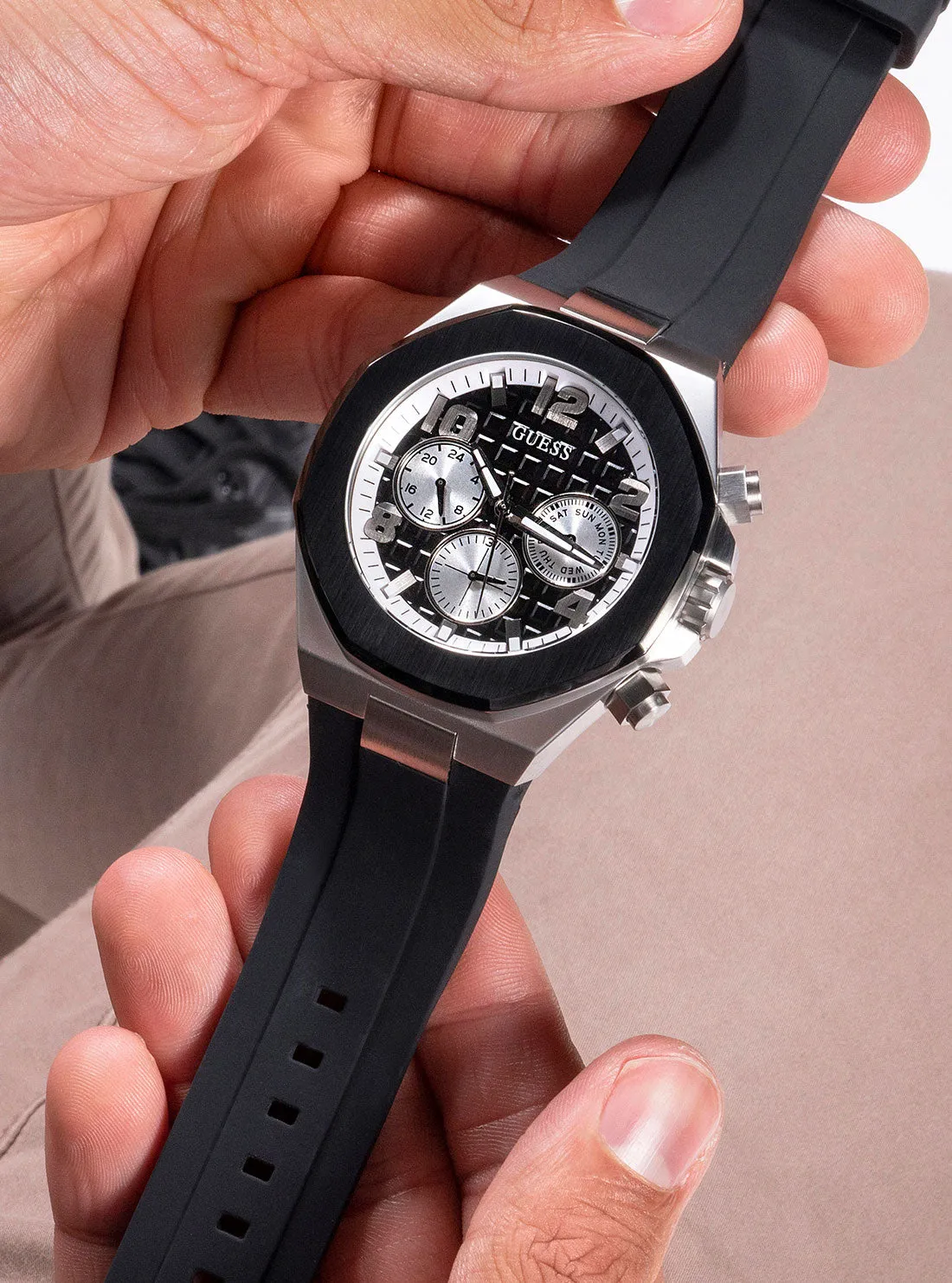 Black Silver Empire Silicone Watch