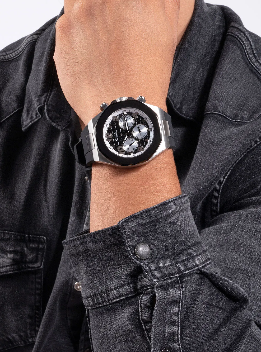 Black Silver Empire Silicone Watch