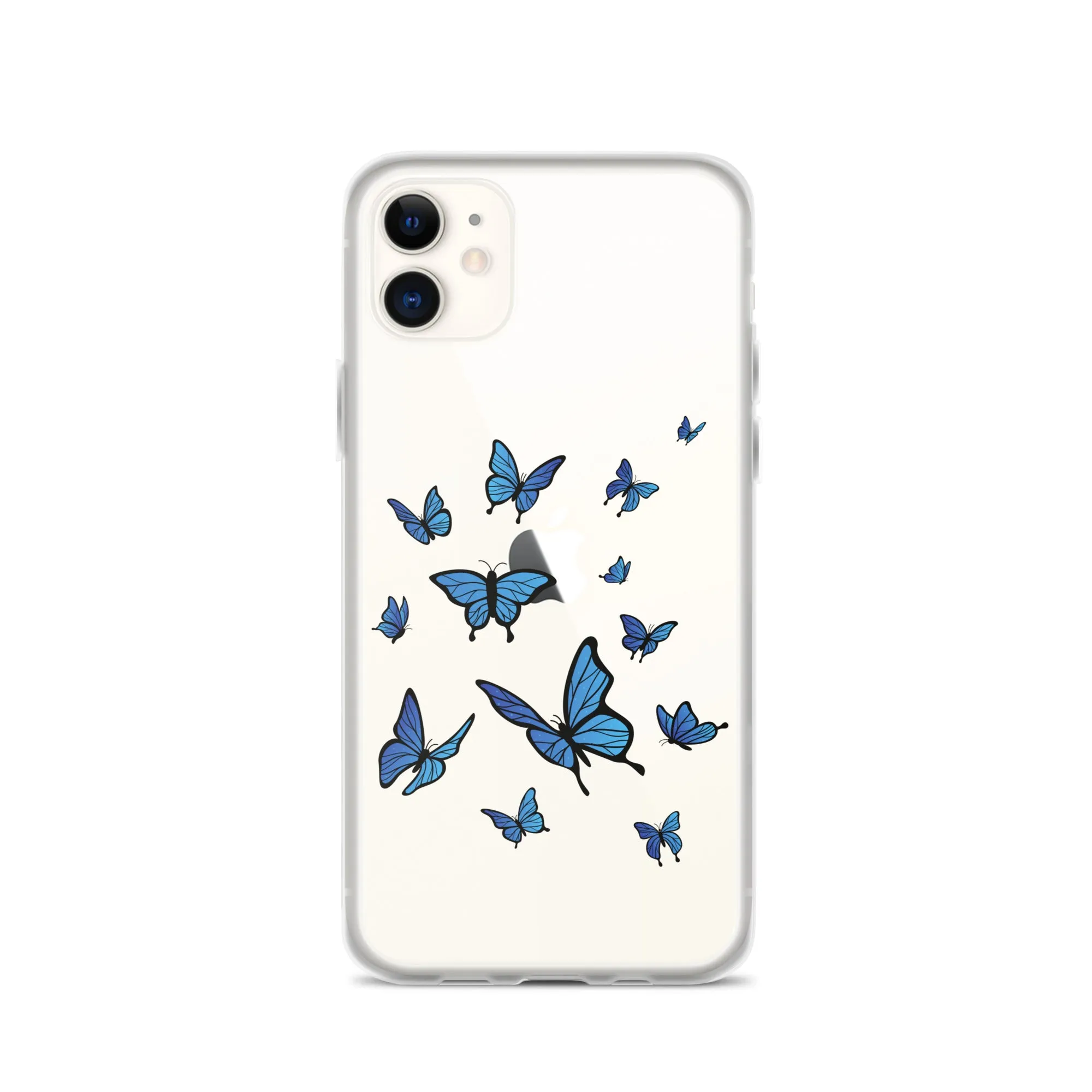 Blue Butterfly Clear iPhone 15 14 13 Pro Max Case, Monarch Print Cute Gift Aesthetic iPhone 12 11 Mini SE XS Max XR X 8 7 Plus Cell Phone