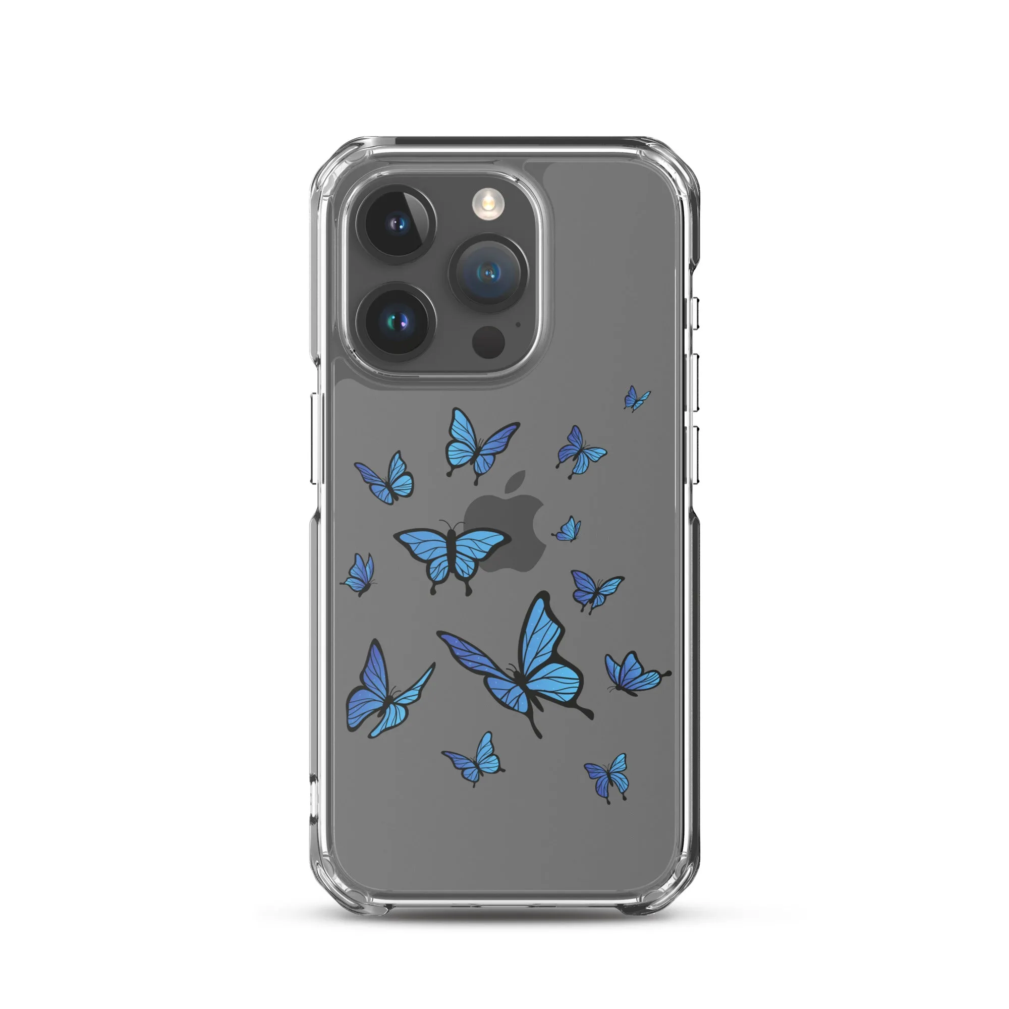 Blue Butterfly Clear iPhone 15 14 13 Pro Max Case, Monarch Print Cute Gift Aesthetic iPhone 12 11 Mini SE XS Max XR X 8 7 Plus Cell Phone