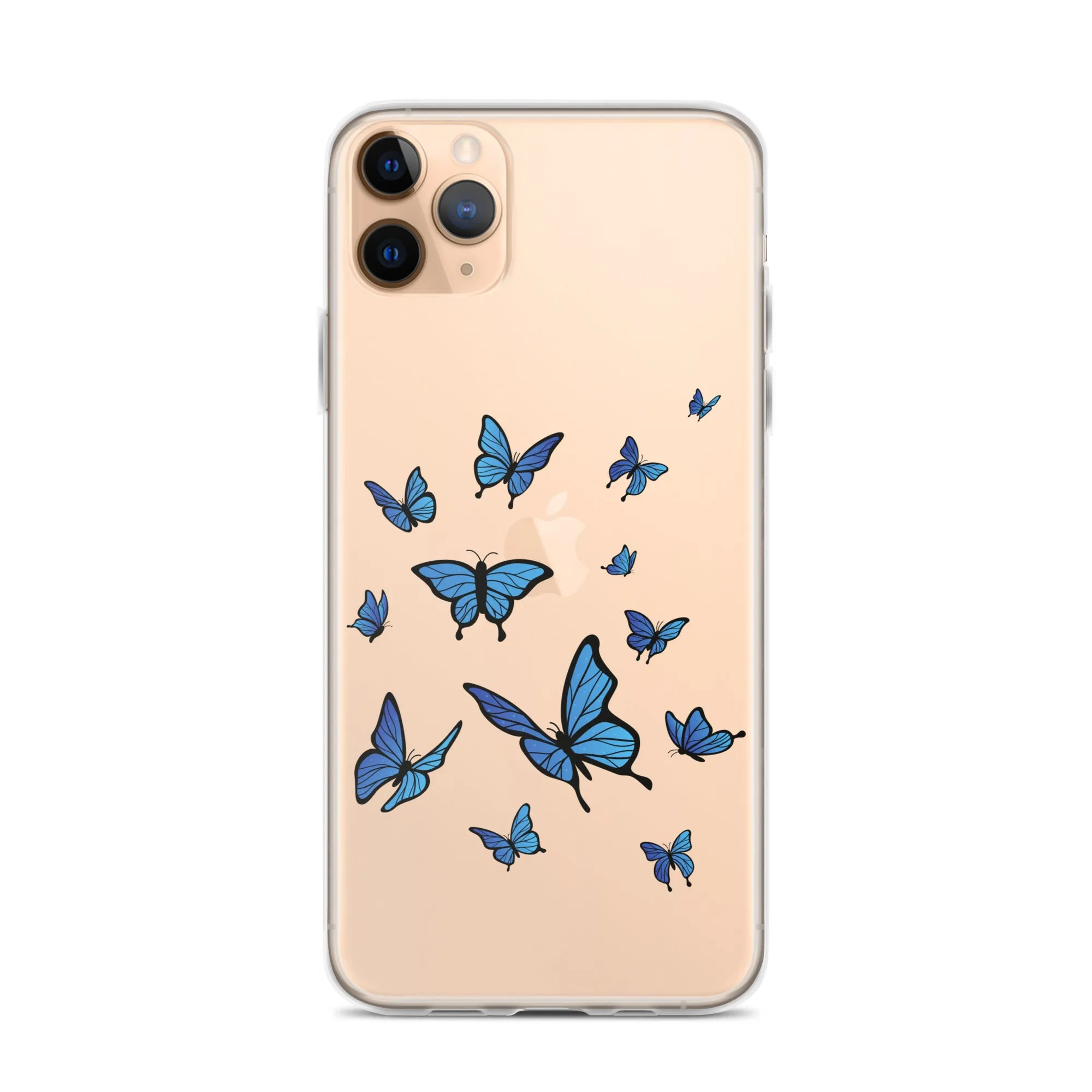 Blue Butterfly Clear iPhone 15 14 13 Pro Max Case, Monarch Print Cute Gift Aesthetic iPhone 12 11 Mini SE XS Max XR X 8 7 Plus Cell Phone