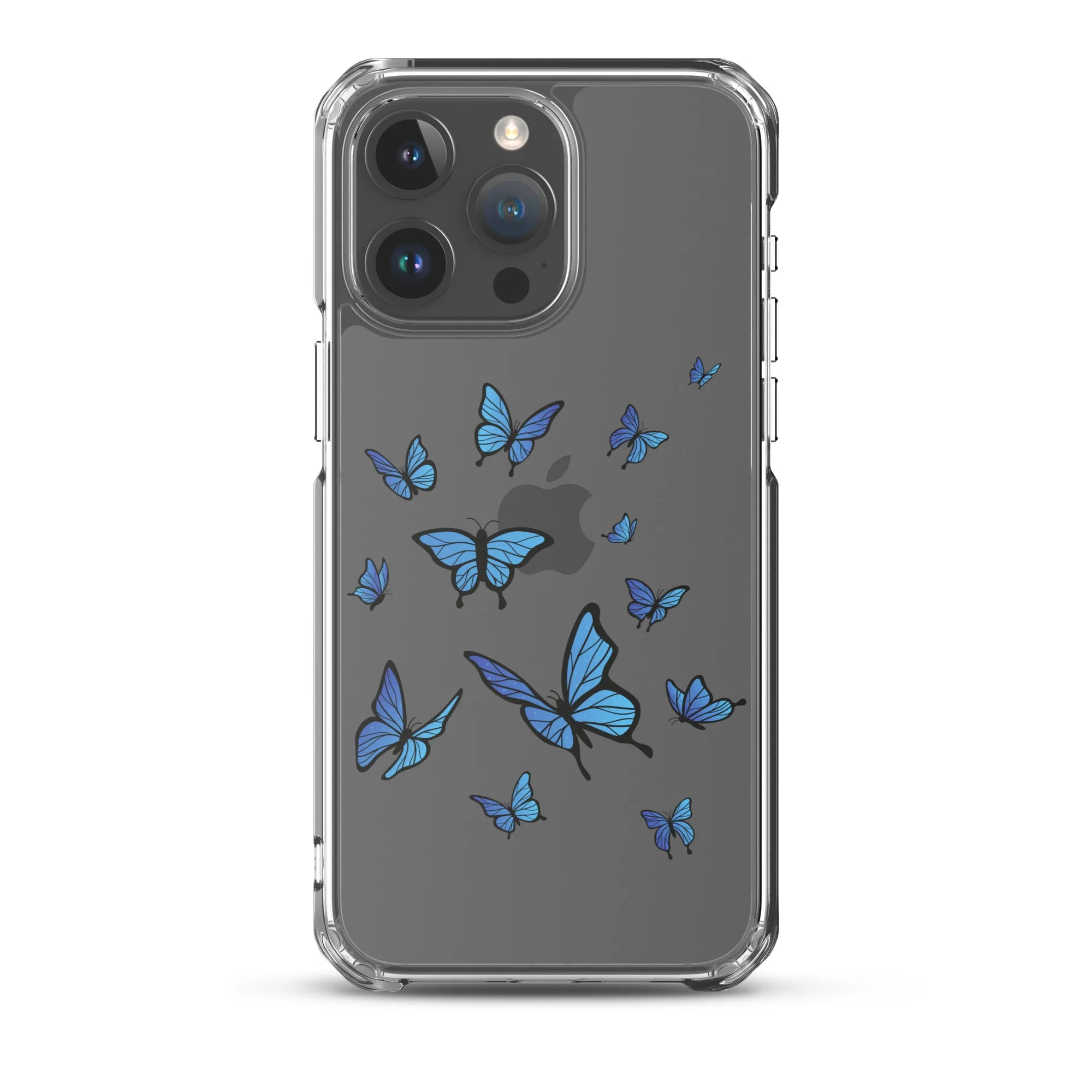 Blue Butterfly Clear iPhone 15 14 13 Pro Max Case, Monarch Print Cute Gift Aesthetic iPhone 12 11 Mini SE XS Max XR X 8 7 Plus Cell Phone