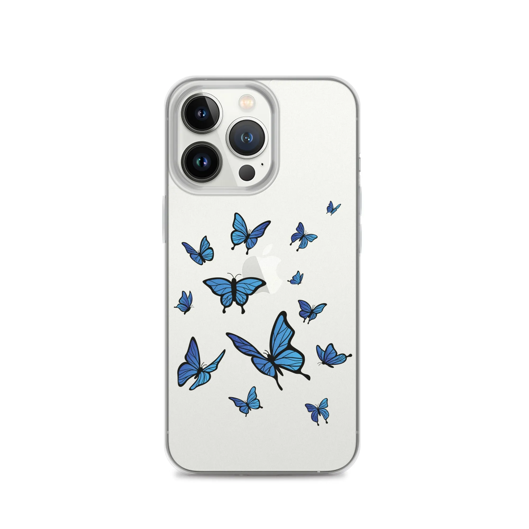 Blue Butterfly Clear iPhone 15 14 13 Pro Max Case, Monarch Print Cute Gift Aesthetic iPhone 12 11 Mini SE XS Max XR X 8 7 Plus Cell Phone