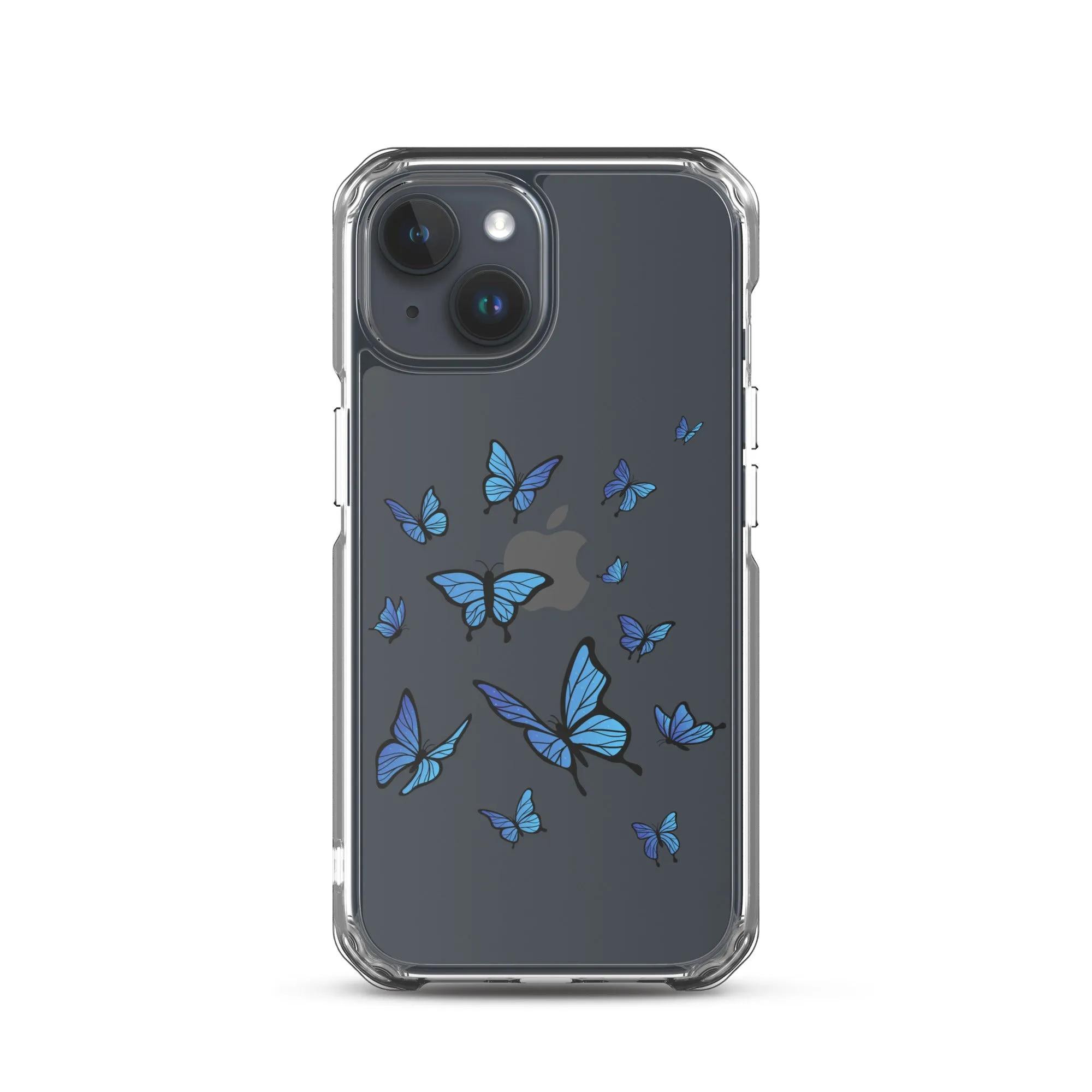 Blue Butterfly Clear iPhone 15 14 13 Pro Max Case, Monarch Print Cute Gift Aesthetic iPhone 12 11 Mini SE XS Max XR X 8 7 Plus Cell Phone