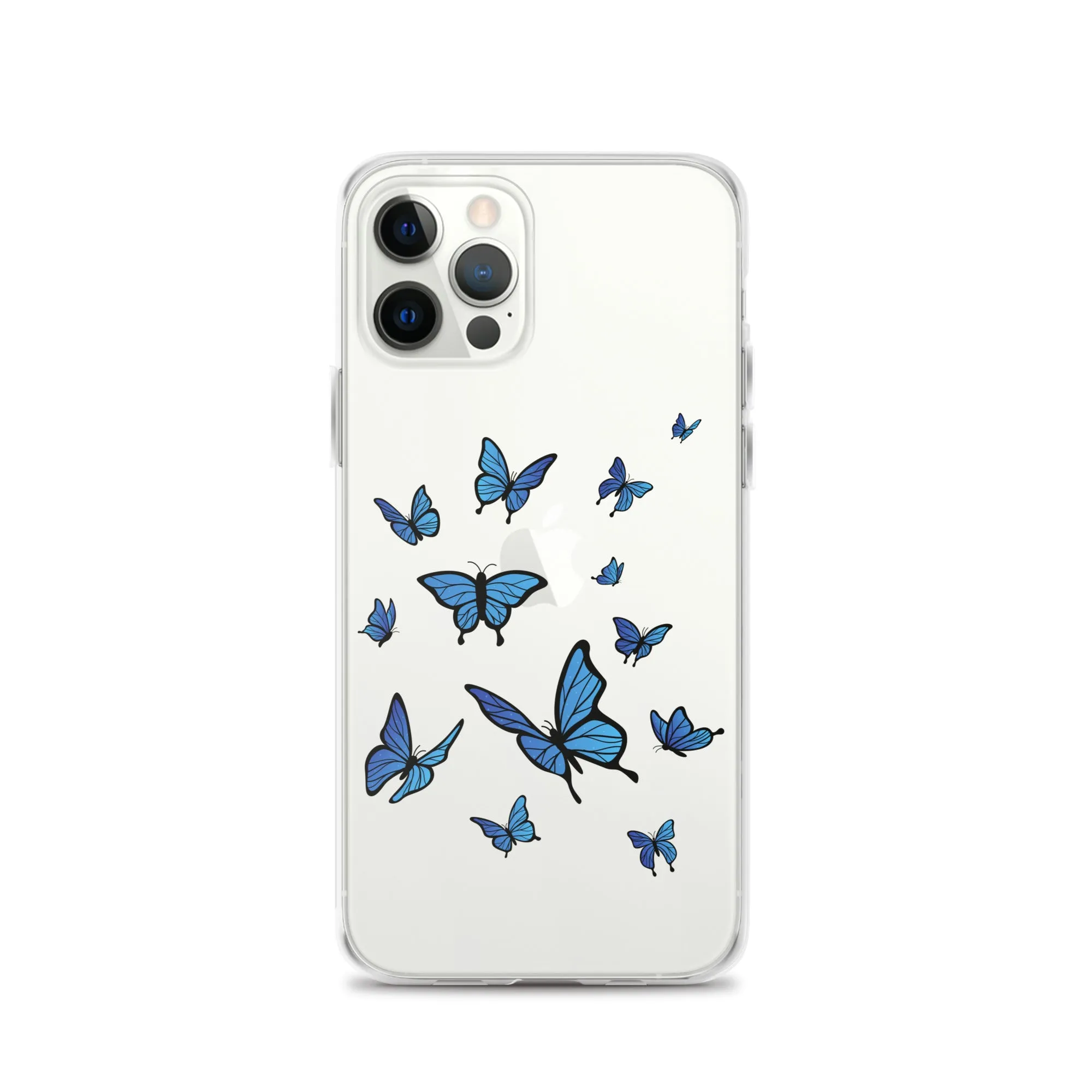 Blue Butterfly Clear iPhone 15 14 13 Pro Max Case, Monarch Print Cute Gift Aesthetic iPhone 12 11 Mini SE XS Max XR X 8 7 Plus Cell Phone