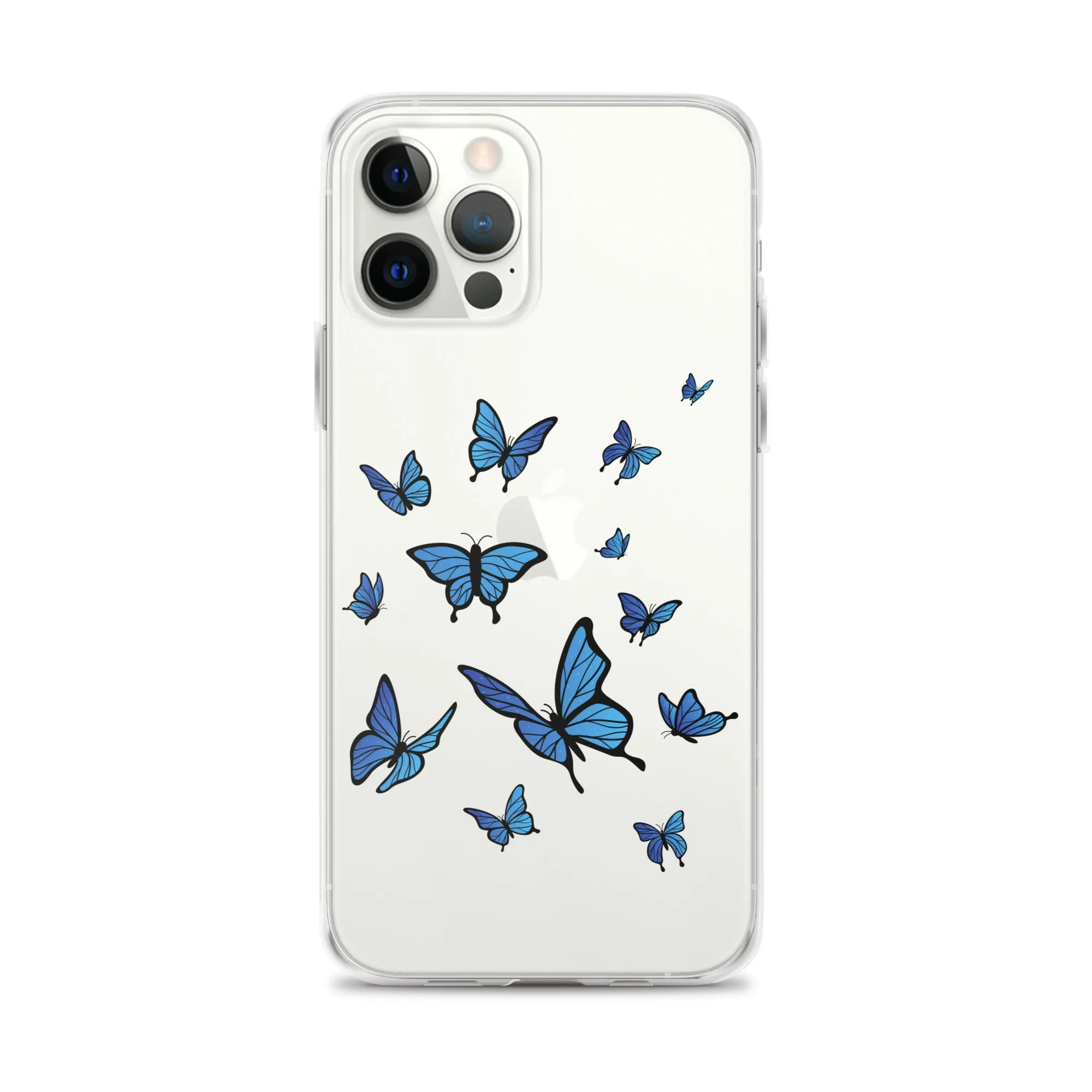 Blue Butterfly Clear iPhone 15 14 13 Pro Max Case, Monarch Print Cute Gift Aesthetic iPhone 12 11 Mini SE XS Max XR X 8 7 Plus Cell Phone