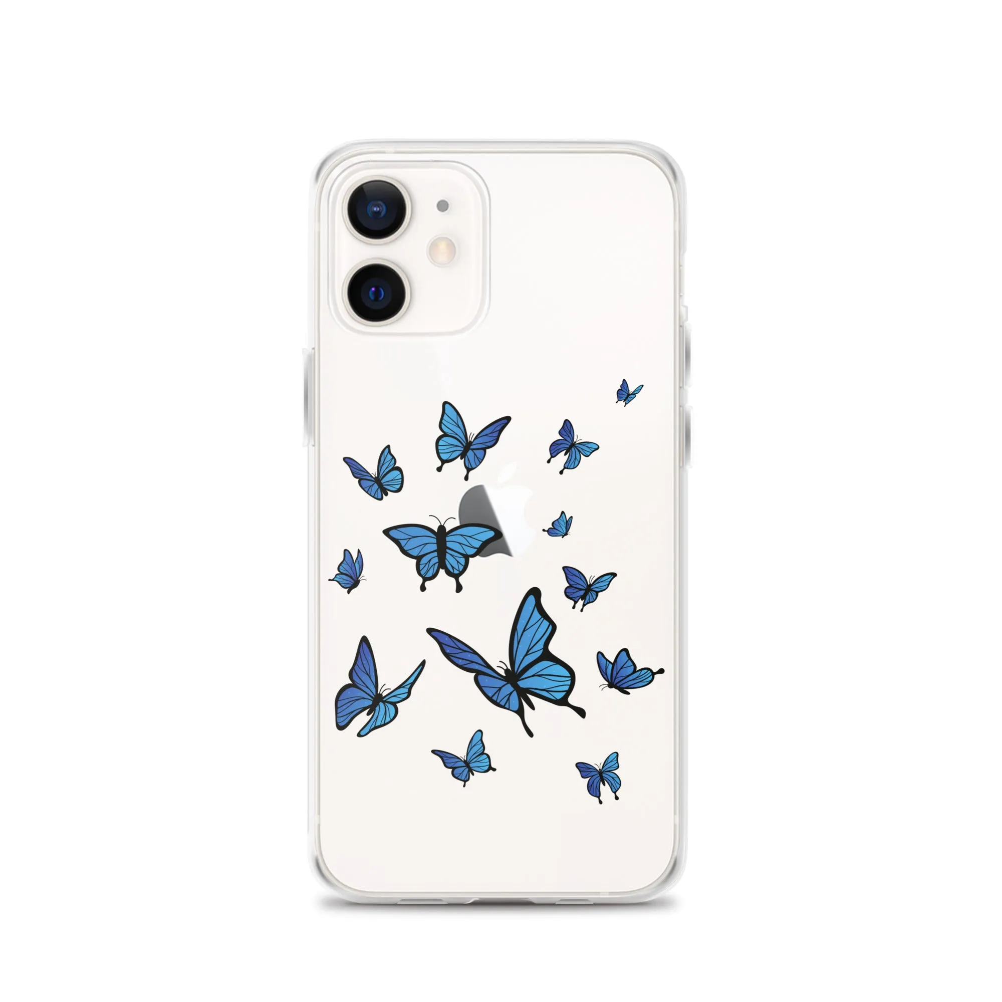 Blue Butterfly Clear iPhone 15 14 13 Pro Max Case, Monarch Print Cute Gift Aesthetic iPhone 12 11 Mini SE XS Max XR X 8 7 Plus Cell Phone