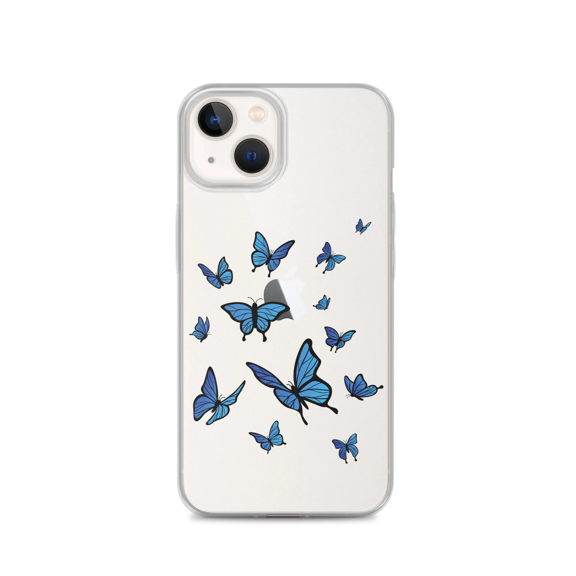 Blue Butterfly Clear iPhone 15 14 13 Pro Max Case, Monarch Print Cute Gift Aesthetic iPhone 12 11 Mini SE XS Max XR X 8 7 Plus Cell Phone