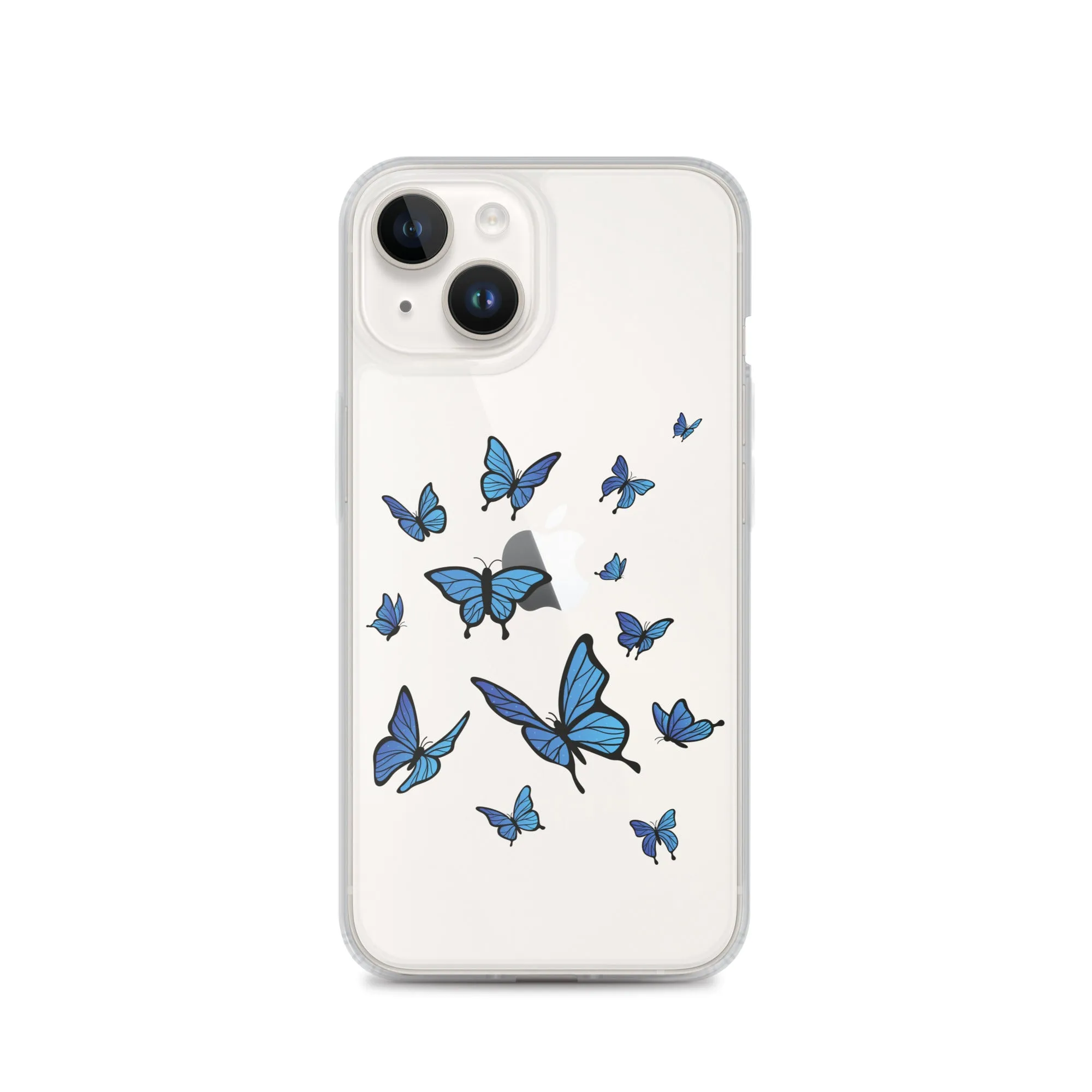 Blue Butterfly Clear iPhone 15 14 13 Pro Max Case, Monarch Print Cute Gift Aesthetic iPhone 12 11 Mini SE XS Max XR X 8 7 Plus Cell Phone