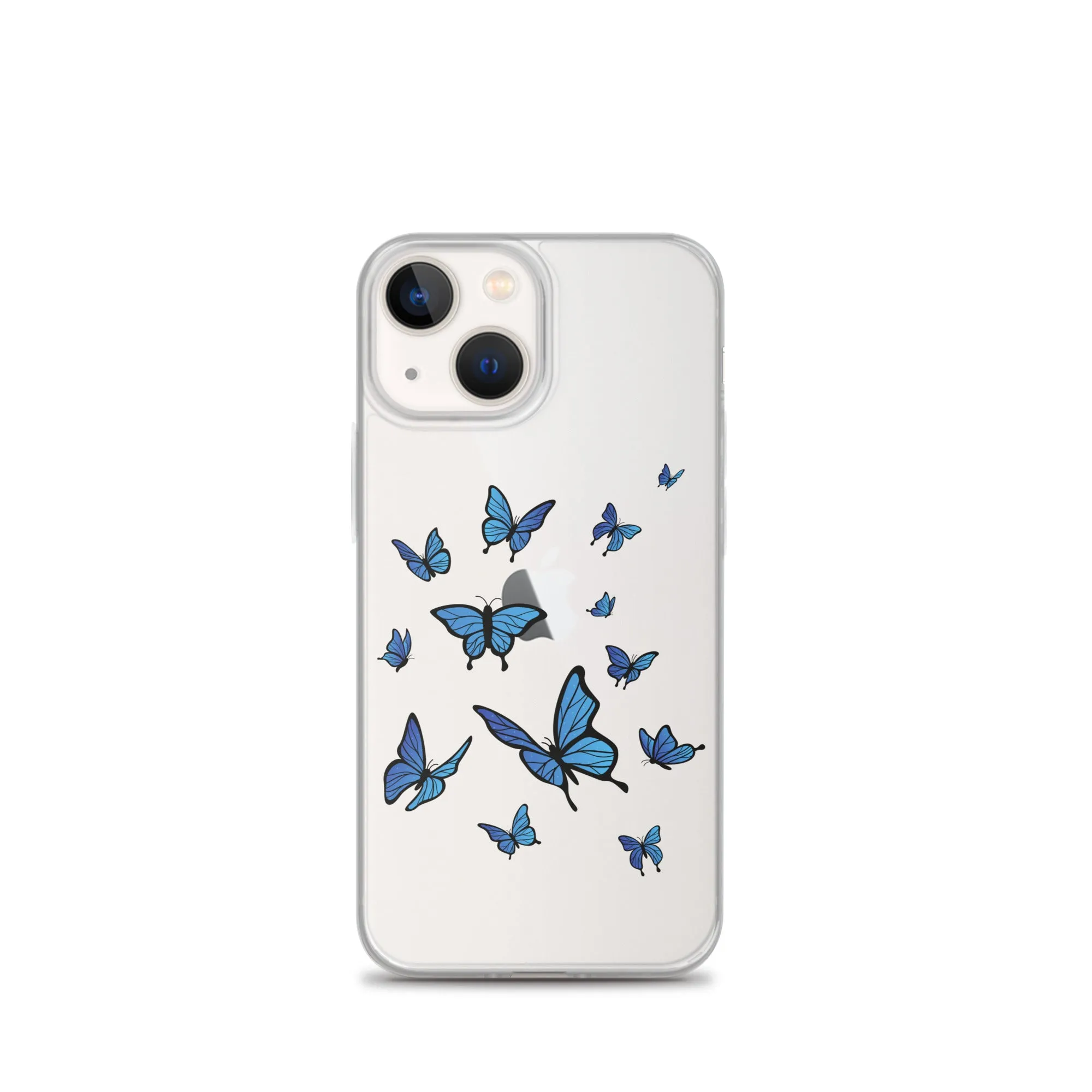 Blue Butterfly Clear iPhone 15 14 13 Pro Max Case, Monarch Print Cute Gift Aesthetic iPhone 12 11 Mini SE XS Max XR X 8 7 Plus Cell Phone