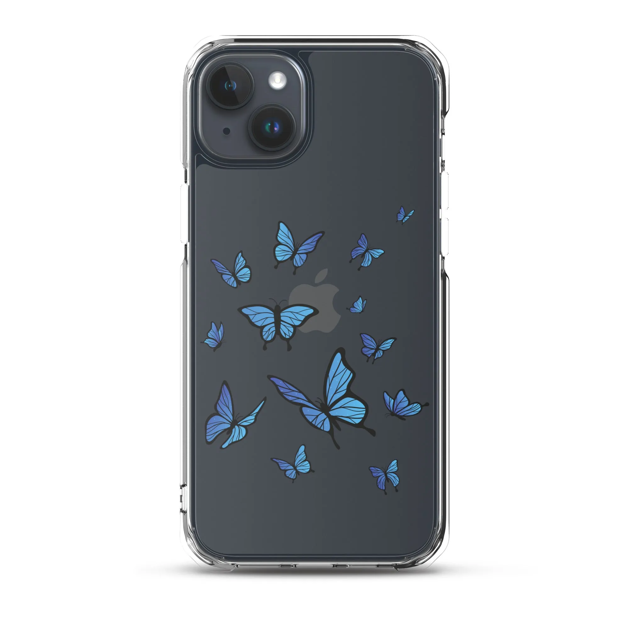 Blue Butterfly Clear iPhone 15 14 13 Pro Max Case, Monarch Print Cute Gift Aesthetic iPhone 12 11 Mini SE XS Max XR X 8 7 Plus Cell Phone